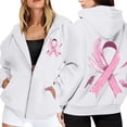 thumbnail image 1 of Breast Cancer Awareness Hoodie 2025 Long Sleeve Zip Up Hooded Sweatshirt with Pockets Pullover Hoodies for Women, 1 of 6