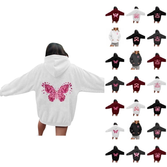 Cancer Awareness Hoodie 2025 Sparkle Glitter Hoodies with Pockets Hooded Sweatshirt Hoodie Women Pullover