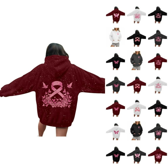 Cancer Awareness Hoodie 2025 Sparkle Glitter Hoodies with Pockets Hooded Sweatshirt Hoodie Women Pullover