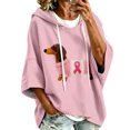thumbnail image 1 of Cancer Awareness Hoodies Women Hooded Pink Ribbon Sweatshirt | Batwing 3/4 Sleeve, Oversized, Pullover, Cute Pattern, Fall Comfort, We Wear Pink in October, Sweat Shirts, Ladies Sweaters, 1 of 4