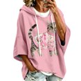 thumbnail image 1 of Breast Cancer Awareness Hoodies Women Hooded Pink Ribbon Sweatshirt | Batwing 3/4 Sleeve, Oversized, Pullover, Cute Pattern, Fall Comfort, We Wear Pink in October, Sweat Shirts, Ladies Sweaters, 1 of 4