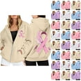 thumbnail image 1 of Breast Cancer Awareness Hoodies for Women 2025 Fleece Lined Zip Up Hoodie with Pockets Hooded Sweatshirt Pullover Tops, 1 of 7