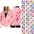 thumbnail image 1 of Breast Cancer Awareness Hoodies for Women 2025 Fleece Lined Zip Up Hoodie with Pockets Hooded Sweatshirt Pullover Tops, 1 of 7