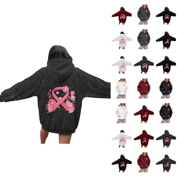 Cancer Awareness Hoodies for Women 2025 Glitter Sparkle Hoodie with Pockets Hooded Sweatshirt Pullover Tops