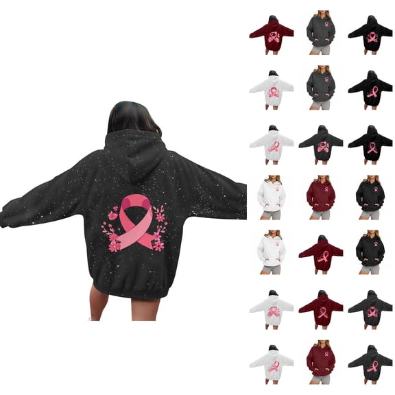 Cancer Awareness Hoodies for Women 2025 Glitter Sparkle Hoodie with Pockets Hooded Sweatshirt Pullover Tops
