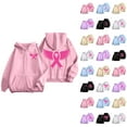 thumbnail image 1 of Breast Cancer Awareness Hoodies for Women 2025 Pink Ribbon Graphic Zip Up Hooded Sweatshirt with Pockets Jackets Coat, 1 of 7
