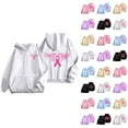 thumbnail image 1 of Breast Cancer Awareness Hoodies for Women 2025 Pink Ribbon Zip Up Graphic Hooded Sweatshirt with Pockets Jackets Coat, 1 of 7