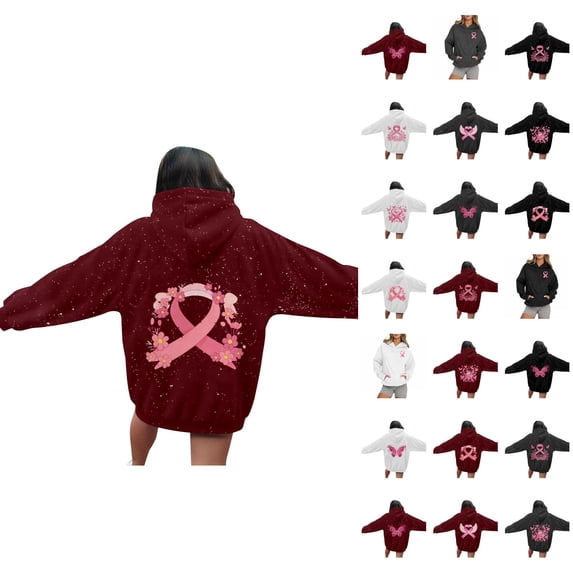 Cancer Awareness Hoodies for Women 2025 Sparkle Glitter Hoodie with Pockets Hooded Sweatshirt Pullover Tops