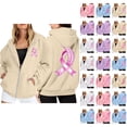 thumbnail image 1 of Breast Cancer Awareness Hoodies for Women 2025 Zip Up Fleece Lined Hoodie with Pockets Hooded Sweatshirt Pullover Top, 1 of 7
