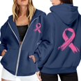 thumbnail image 1 of Breast Cancer Awareness Hoodies for Women 2025 Zip Up Long Sleeve Hoodie with Pockets Hooded Sweatshirt Women Jacket, 1 of 6