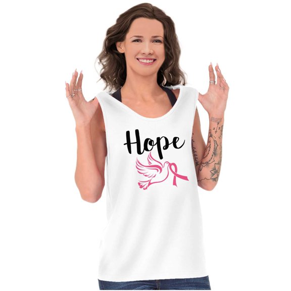 Breast Cancer Awareness Hope Dove Womens Plus Size Graphic Tank Top Brisco Brands 3X