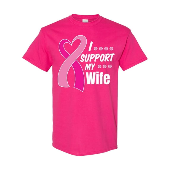Inktastic Breast Cancer Awareness I Support My Wife with Pink Ribbon T-Shirt