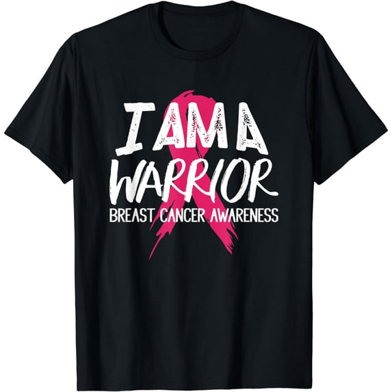 Breast Cancer Awareness I am a Warrior Pink Ribbon T-Shirt