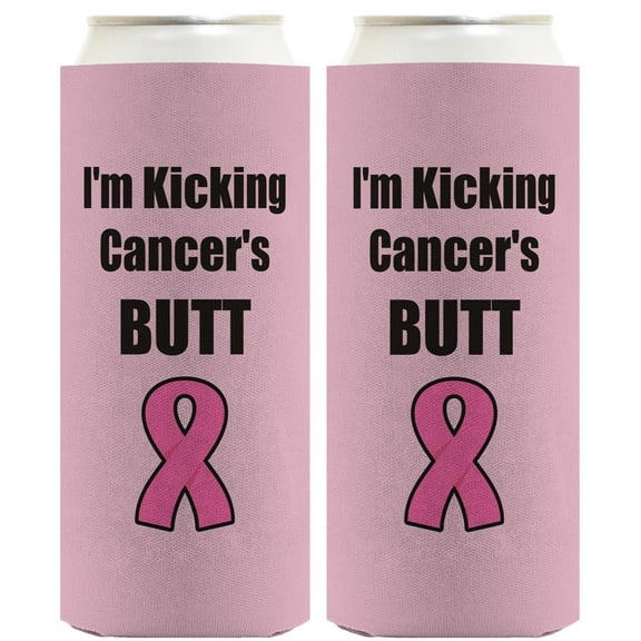 Breast Cancer Awareness I'm Kicking Cancer's Butt 2-Pack Ultra Slim Can Thermocoolers