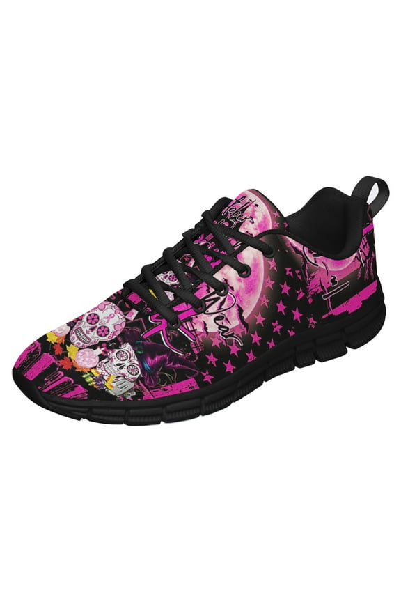 Breast Cancer Awareness In October We Wear Pink Running Shoes Sneakers Mesh Black Size 4