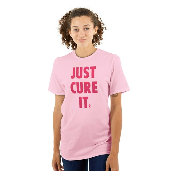 Breast Cancer Awareness Just Cure It Women's Plus Size Graphic Tee Brisco Brands 2X