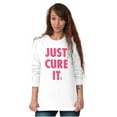 thumbnail image 1 of Breast Cancer Awareness Just Cure It Women Plus Size Long Sleeve Graphic Tee Brisco Brands 2X, 1 of 5