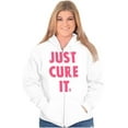 thumbnail image 1 of Breast Cancer Awareness Just Cure It Womens Plus Size Graphic Zipper Hoodie Brisco Brands 5X, 1 of 4