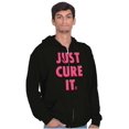 thumbnail image 1 of Breast Cancer Awareness Just Cure It Zip Hoodie Sweatshirt Women Brisco Brands S, 1 of 6