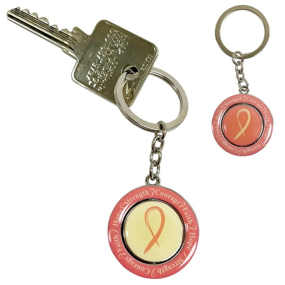 Breast Cancer Awareness Keychain Gift Holder Survivor Pink Ribbon Spinning Charm