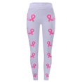 thumbnail image 1 of Breast Cancer Awareness Leggings For Women Pink Ribbon Print High Waist 4-Way Stretch Workout Pants for Running Casual, 1 of 5