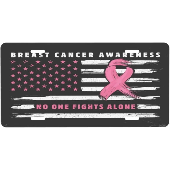Breast Cancer Awareness License Plate Novelty Metal Plate Vanity Tag Aluminum Car Front License Plate Decor 6x12 Inch
