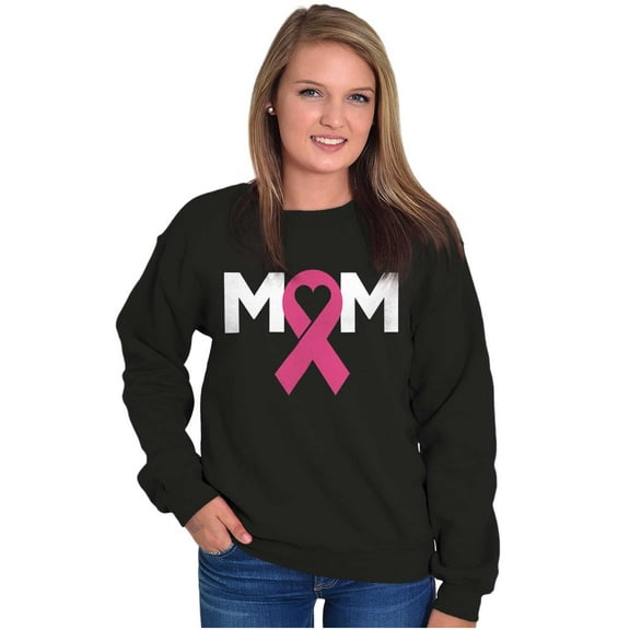 Breast Cancer Awareness Mom Fighter Women Crewneck Sweatshirt Brisco Brands L