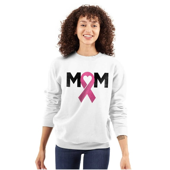 Breast Cancer Awareness Mom Fighter Women Crewneck Sweatshirt Brisco Brands S