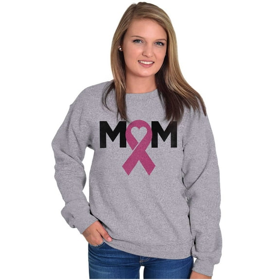 Breast Cancer Awareness Mom Fighter Women Plus Size Crewneck Sweatshirt Brisco Brands 4X