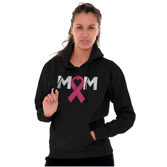 Breast Cancer Awareness Mom Fighter Women Plus Size Graphic Pullover Hoodie Brisco Brands 3X