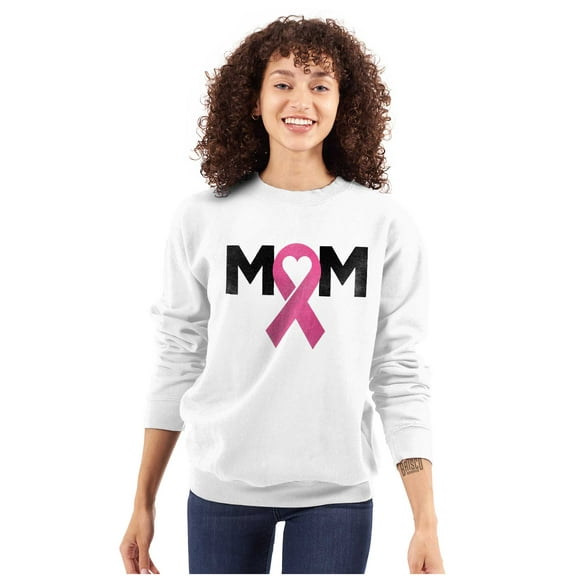 Breast Cancer Awareness Mom Fighter Women Plus Size Crewneck Sweatshirt Brisco Brands 5X