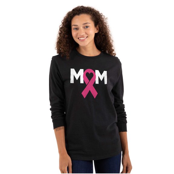 Breast Cancer Awareness Mom Fighter Women's Long Sleeve T Shirt Brisco Brands X