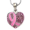 thumbnail image 1 of Breast Cancer Awareness Month Accessory Pink Ribbon Heart Necklace Pendant Charm, 1 of 1