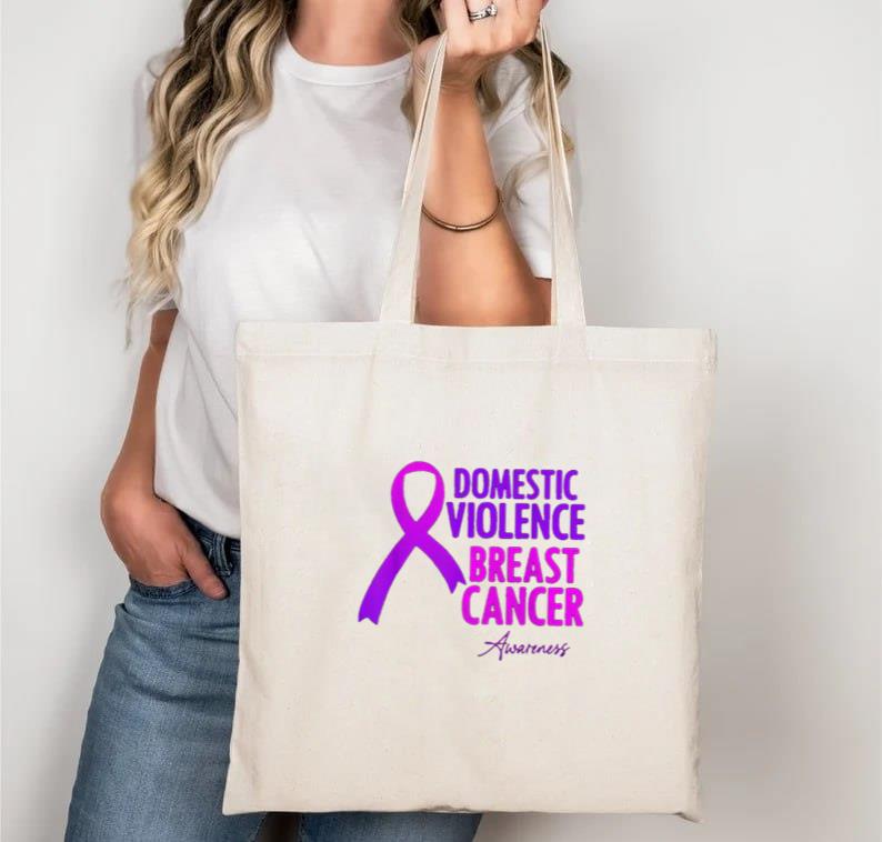 Breast Cancer Awareness Month No Violence Health Funny Pink Ribbon Gift ...