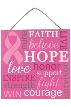 Breast Cancer Awareness Month Sign - 10" x 10", Wooden Kitchen Sign, Wall Decor, Front Door, Wreath, Home