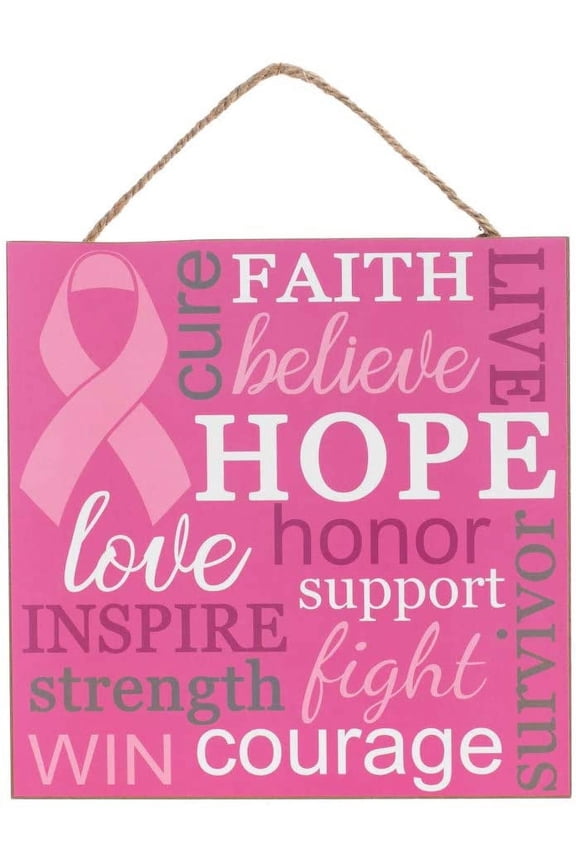 Breast Cancer Awareness Month Sign - 10" x 10", Wooden Kitchen Sign, Wall Decor, Front Door, Wreath, Home