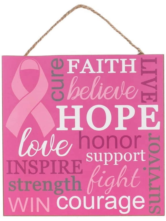 Breast Cancer Awareness Month Sign - 10" x 10", Wooden Kitchen Sign, Wall Decor, Front Door, Wreath, Home