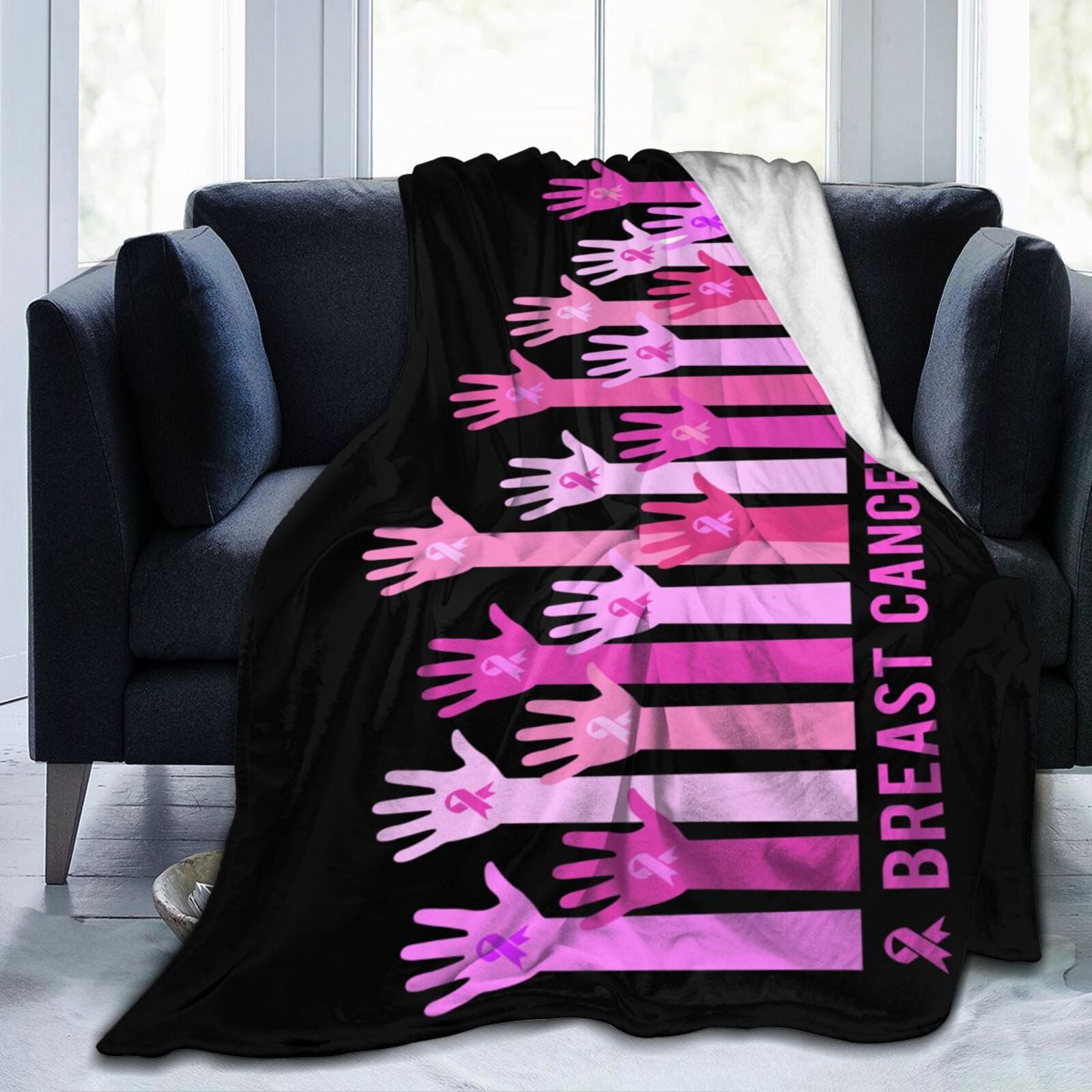 Breast Cancer Awareness Month Throw Blanket Soft Cozy Warm Durable Fuzzy Flannel Blankets 50 x
