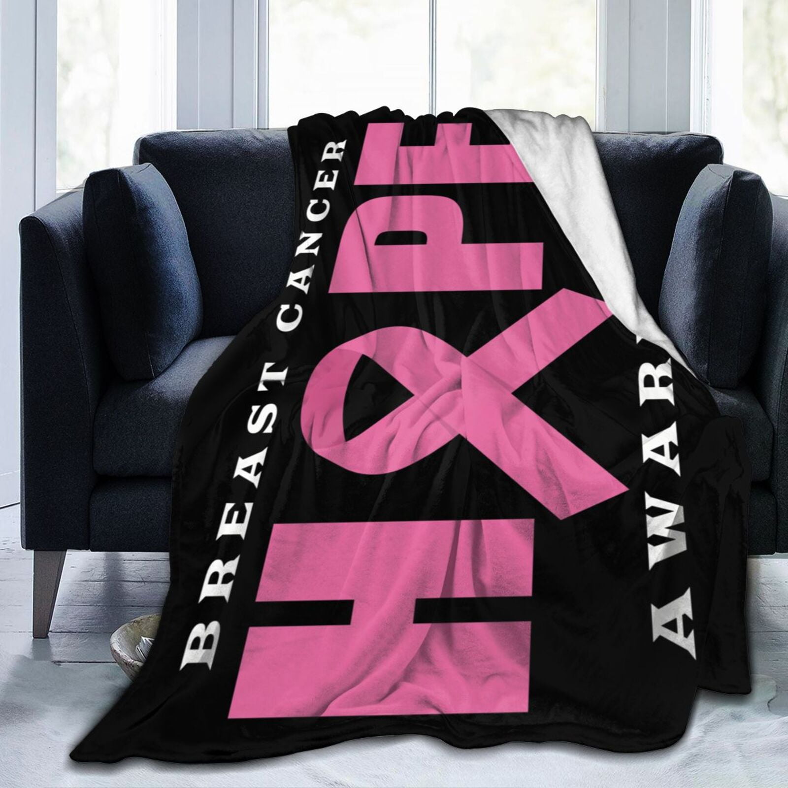 Breast Cancer Awareness Month Throw Blanket Soft Cozy Warm Durable Fuzzy Flannel Blankets 60 x