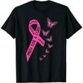 thumbnail image 1 of Breast Cancer Awareness Month Women Religious Butterflies T-Shirt Black Small, 1 of 4