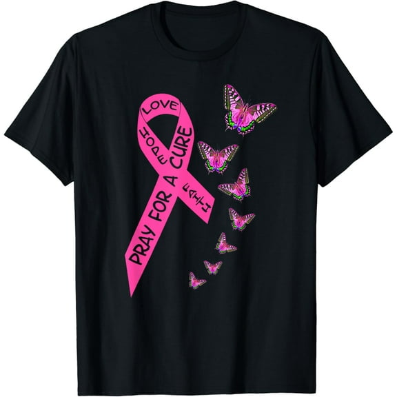 Breast Cancer Awareness Month Women Religious Butterflies T-Shirt mens t shirt，black，women，funny，misfits，men，journey