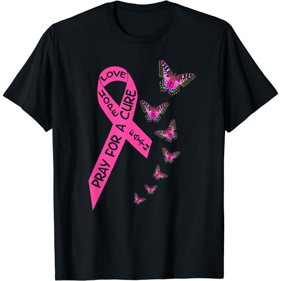 Breast Cancer Awareness Month Women Religious Butterflies T-Shirt
