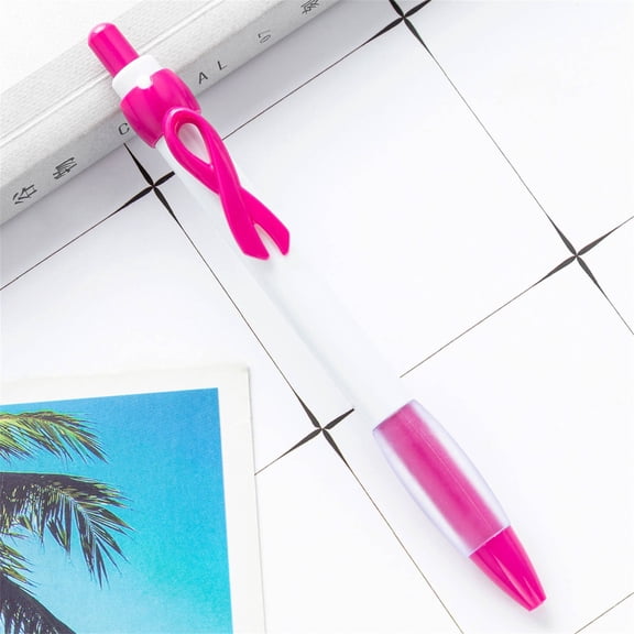 Breast Cancer Awareness Pens 10 PCS Retractable Gel Ribbon Pens Pink Ribbon Ballpoint Pens for Women Gift Support Cause 10ML