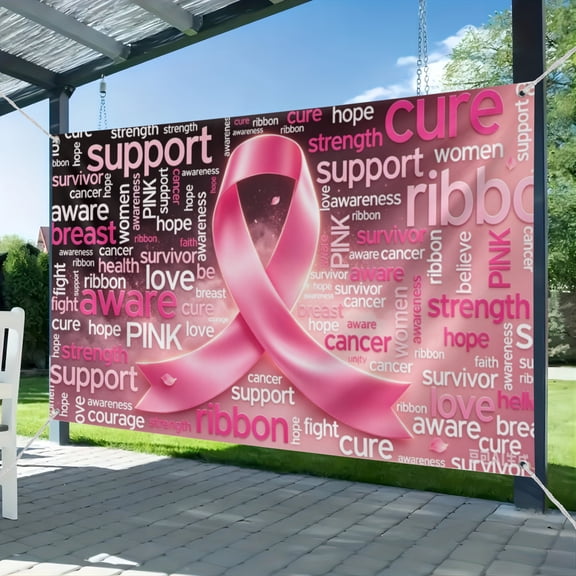 Breast Cancer Awareness Photo Booth Backdrop Pink Ribbon Party Decorations Love Hope Faith Strength Background 3.6*5.9FT