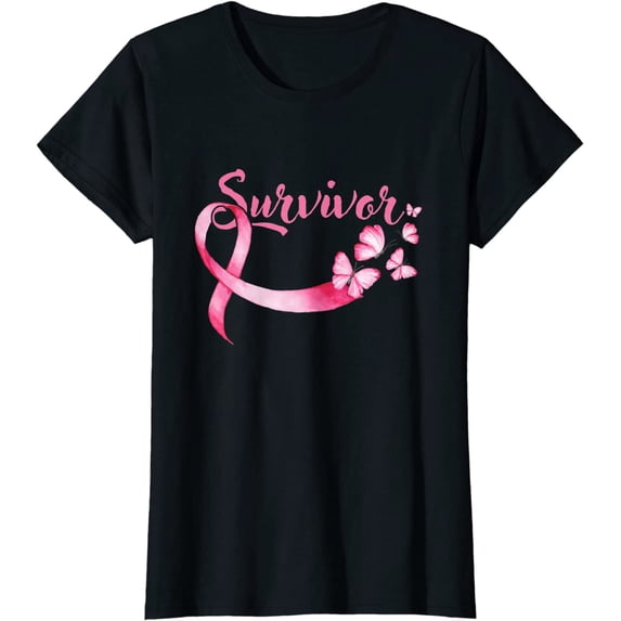Breast Cancer Awareness Pink Butterflies Ribbon Survivor T-Shirt