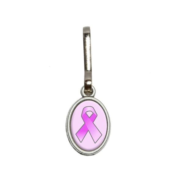 Breast Cancer Awareness Pink Oval Zipper Pull