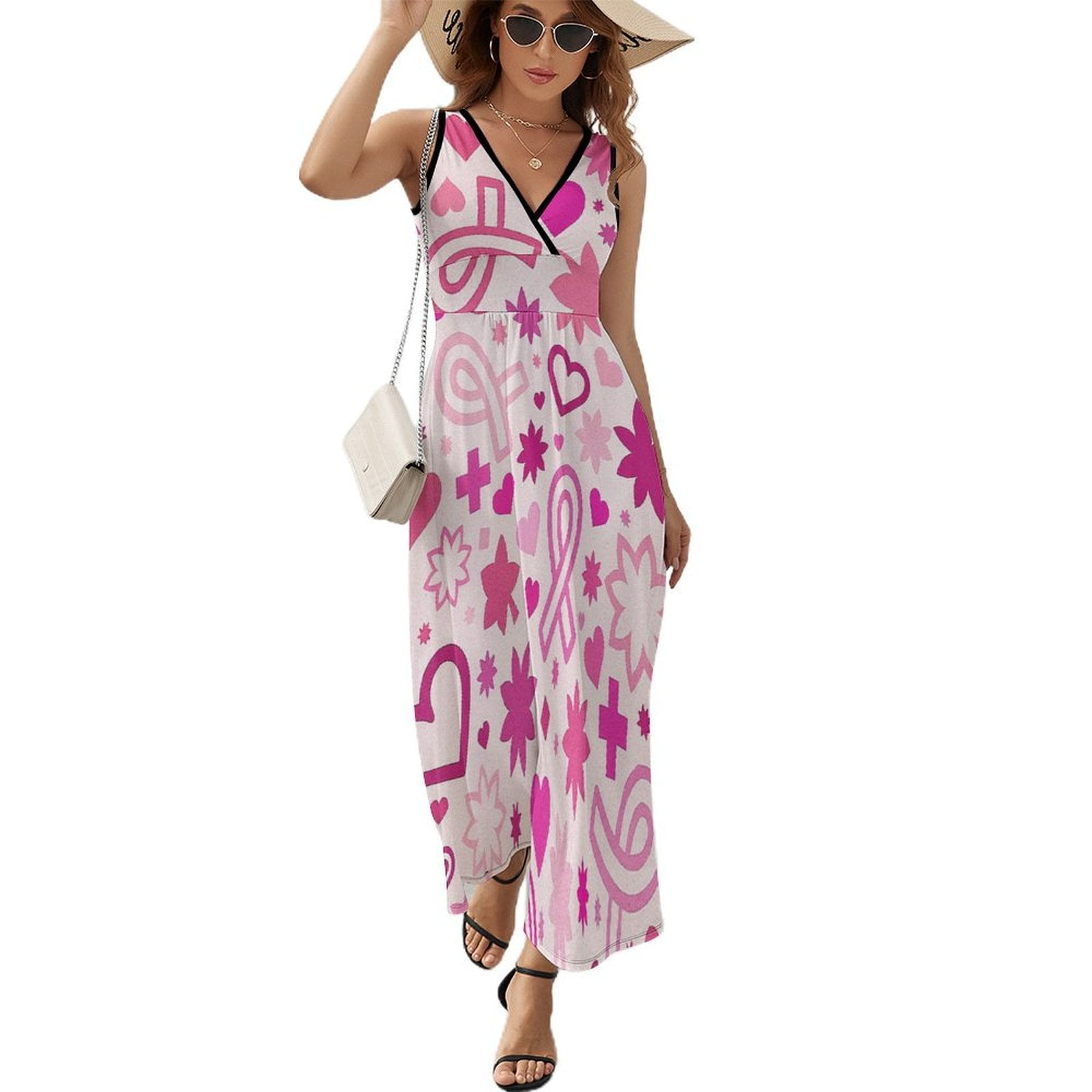 Breast Cancer Awareness Pink Ribbon Dress Summer Street Style Bohemia ...