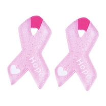 Pink Ribbon Cancer Awareness Earrings Drop Dangle Acrylic Jewelry Lightweight Statement Earrings for Women Survivor Support Gifts Christmas Holiday Party Fundraiser Events Bulk Pack