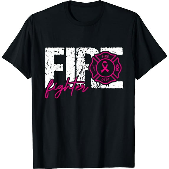 Breast Cancer Awareness Pink Ribbon Firefighter Fireman T-Shirt