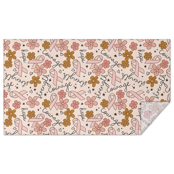 Breast Cancer Awareness Pink Ribbon Floral Rectangle Tablecloth 60"x102",Waterproof Polyester Rectangle Table Cloth, Wipeable Spillproof Polyester Tablecloth for Dining, Camping, Indoor and Outdoor
